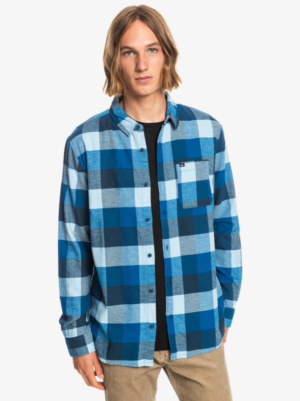 Airy Blue Motrherfly Quiksilver Motherfly Long Sleeve Flannel Men's Shirts | 637049CLN