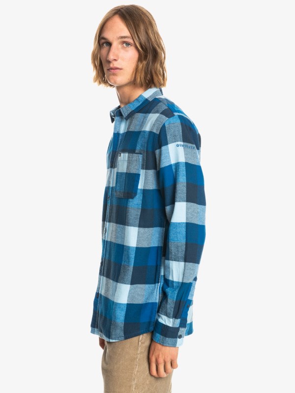 Airy Blue Motrherfly Quiksilver Motherfly Long Sleeve Flannel Men's Shirts | 637049CLN