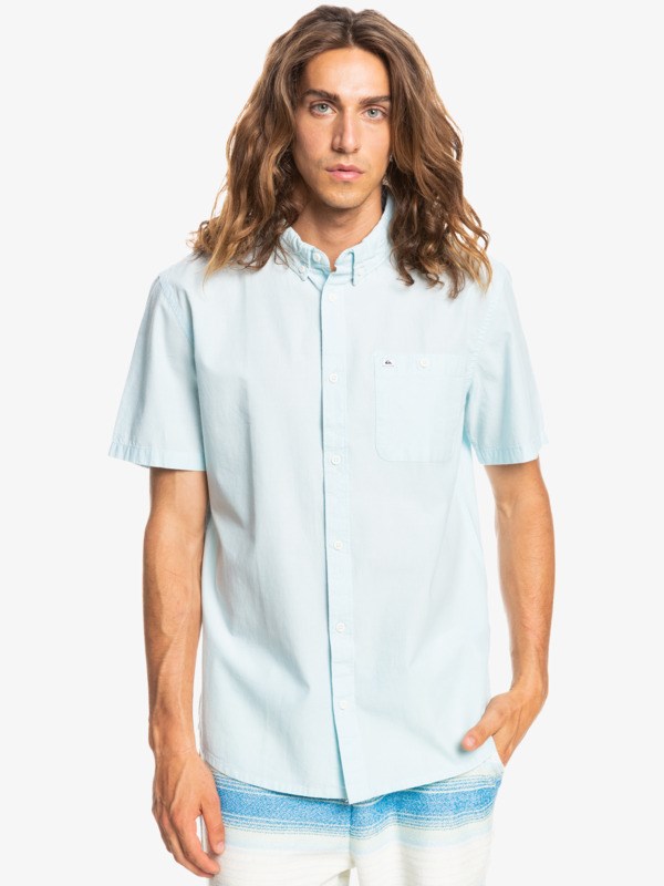 Airy Blue Quiksilver Winfall Short Sleeve Men's Shirts | 219078INV