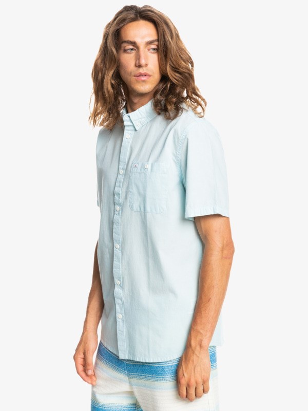 Airy Blue Quiksilver Winfall Short Sleeve Men's Shirts | 219078INV