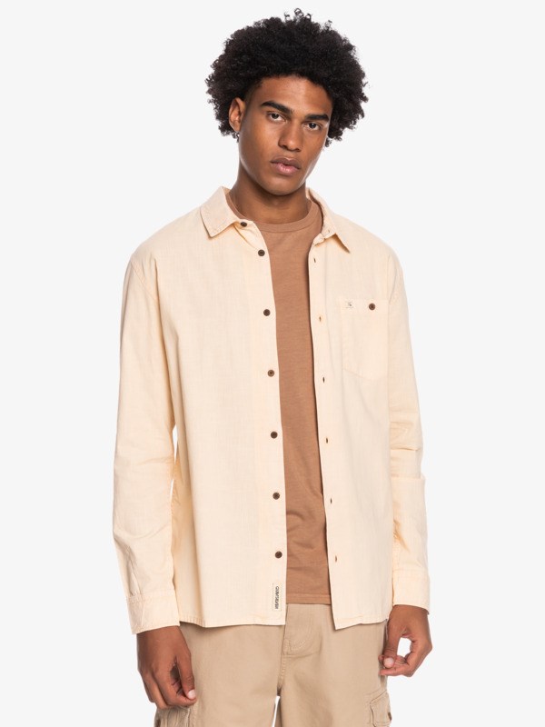 Almond Cream Quiksilver Bolam Long Sleeve Men's Shirts | 412938TUM