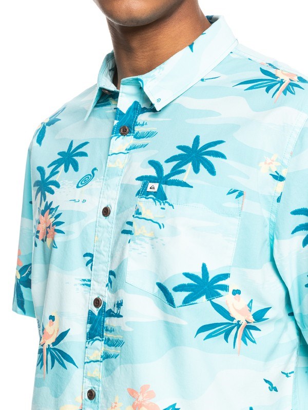 Angel Blue Birdwatcher Quiksilver Birdwatcher Short Sleeve Men's Shirts | 063945BTG