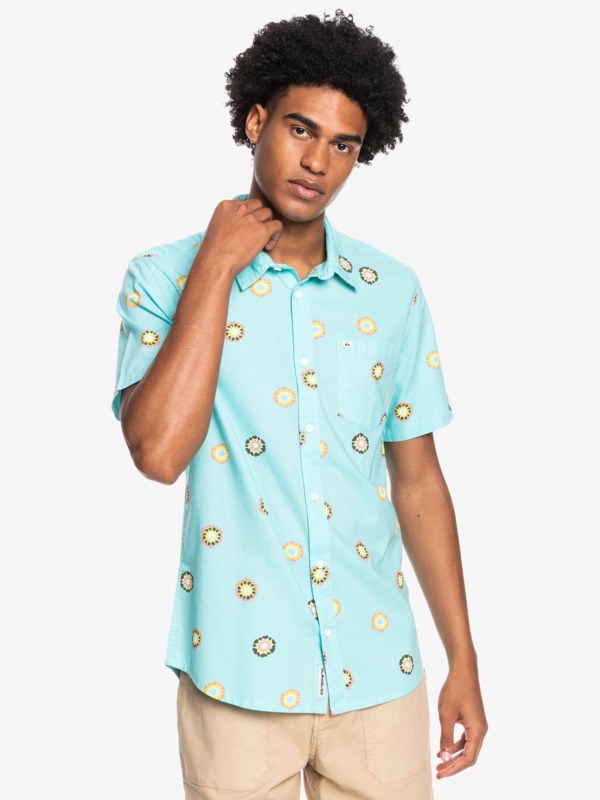 Angel Blue Cosmos Quiksilver Cosmos Short Sleeve Men's Shirts | 573984PFE