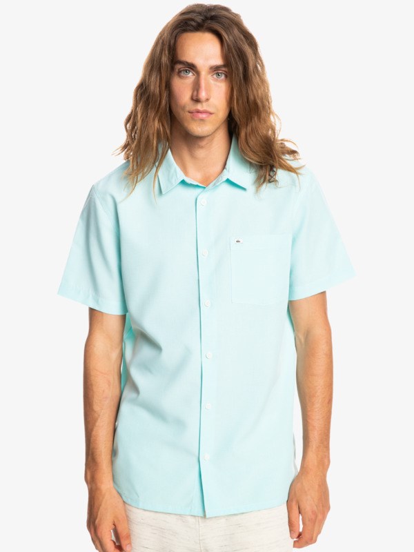 Angel Blue Goff Cove Quiksilver Goff Cove Short Sleeve Men's Shirts | 174025ULD