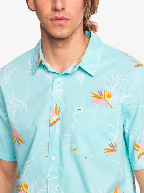 Angel Blue Offline Stretch Quiksilver Offline Stretch Short Sleeve Men's Shirts | 658712SNJ