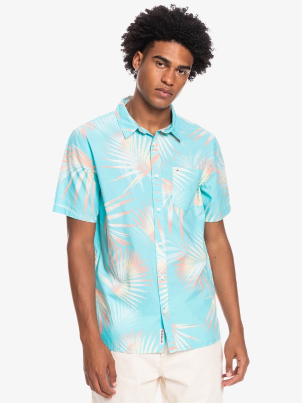 Angel Blue Pop Tropic Quiksilver Pop Tropic Short Sleeve Men's Shirts | 708693IMH