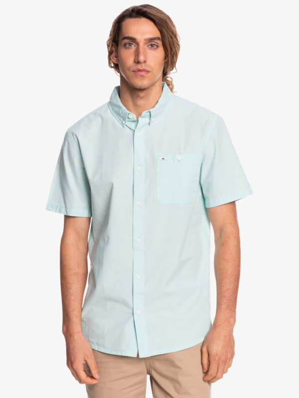 Angel Blue Quiksilver Winfall Short Sleeve Men's Shirts | 169237UZW