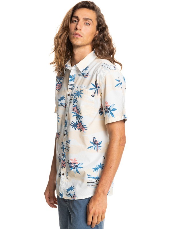 Antique White Birdwatcher Quiksilver Birdwatcher Short Sleeve Men's Shirts | 143568IPM