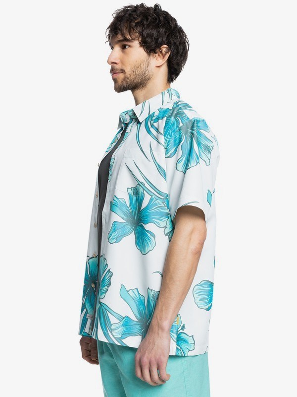 Antique White Classy Floral Quiksilver Waterman Classy Floral Short Sleeve Men's Shirts | 725691GLR