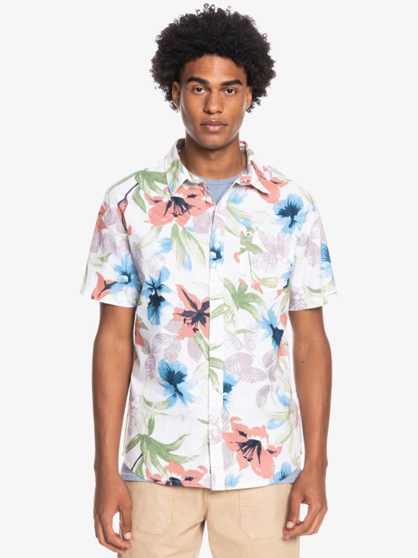 Antique White Garden Path Quiksilver Garden Path Short Sleeve Men's Shirts | 438205WJE