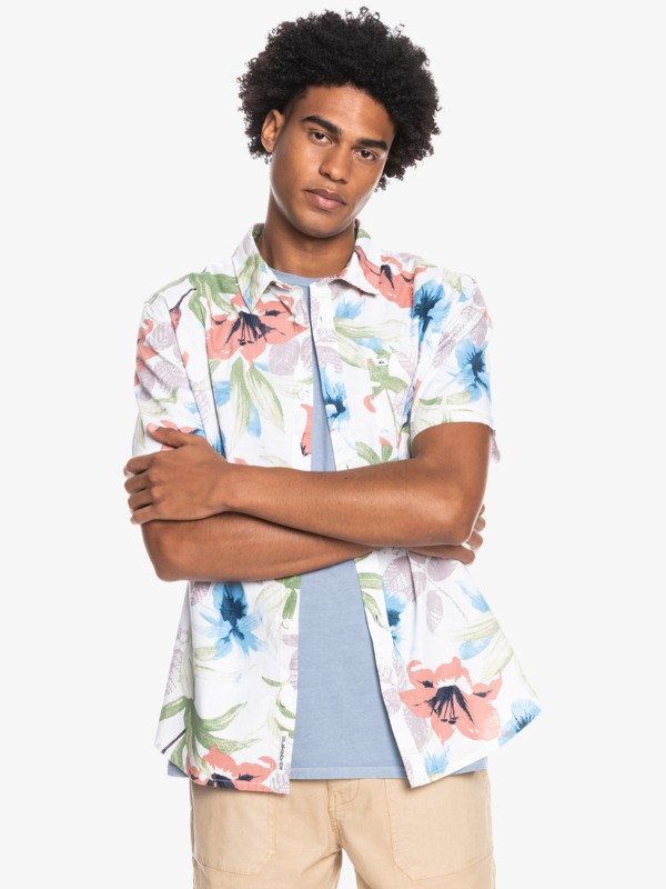 Antique White Garden Path Quiksilver Garden Path Short Sleeve Men's Shirts | 610238HLG