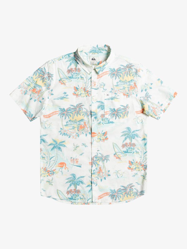 Antique White Hotel Paradiso Quiksilver Hotel Paradiso Short Sleeve Men\'s Shirts | 789524EYU