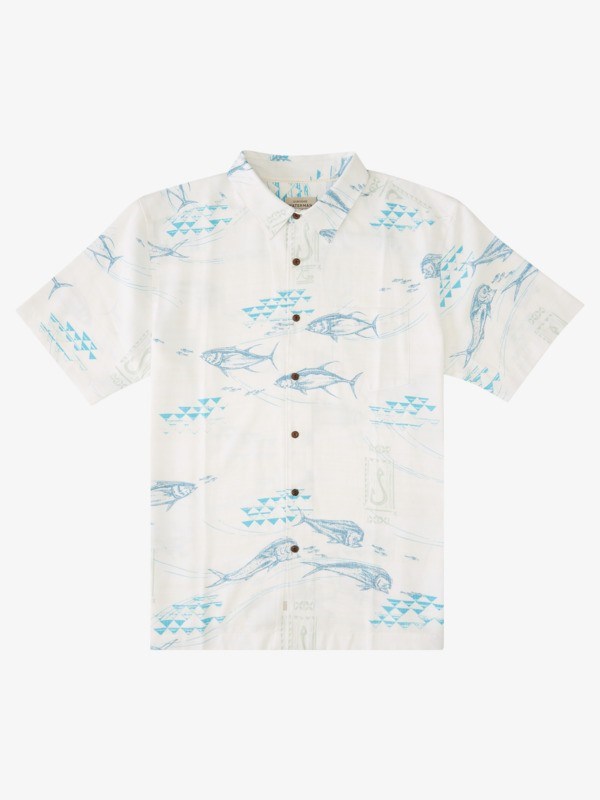 Antique White Late Poke Quiksilver Waterman Late Poke Short Sleeve Men\'s Shirts | 697531CQY