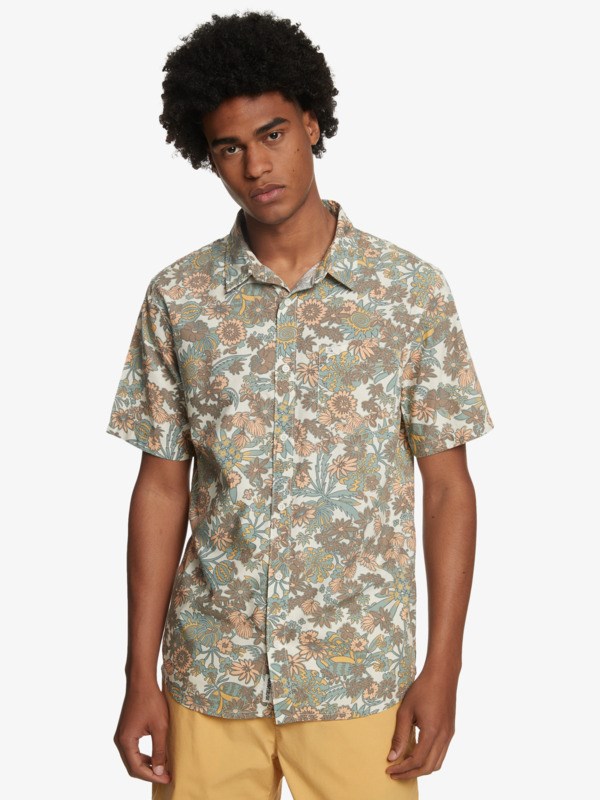 Antique White Morning Trip Quiksilver Morning Trip Short Sleeve Men's Shirts | 897352KIJ