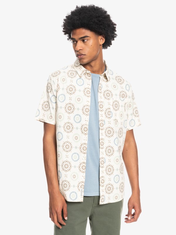 Antique White Sun Spots Quiksilver Sun Spot Stretch Short Sleeve Men's Shirts | 024631NXQ