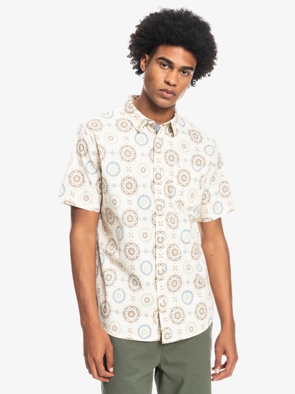 Antique White Sun Spots Quiksilver Sun Spot Stretch Short Sleeve Men's Shirts | 039765SOZ