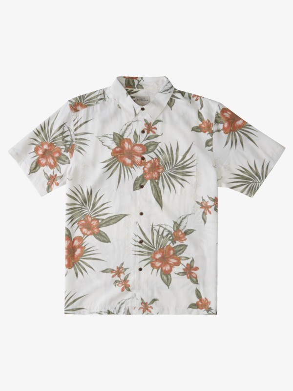 Antique White Valley Floral Quiksilver Waterman Valley Floral Short Sleeve Men\'s Shirts | 784150GSI