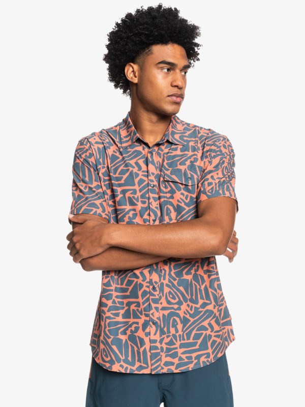 Aragon Abstract Logo Quiksilver Doldrums Short Sleeve Men's Shirts | 781293JTR