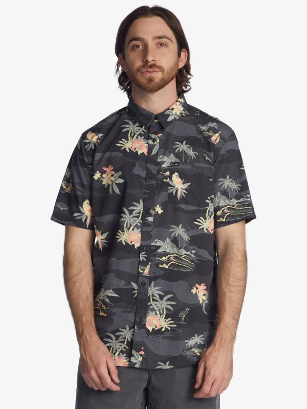 Black Birdwatcher Quiksilver Birdwatcher Short Sleeve Men's Shirts | 281340IAM