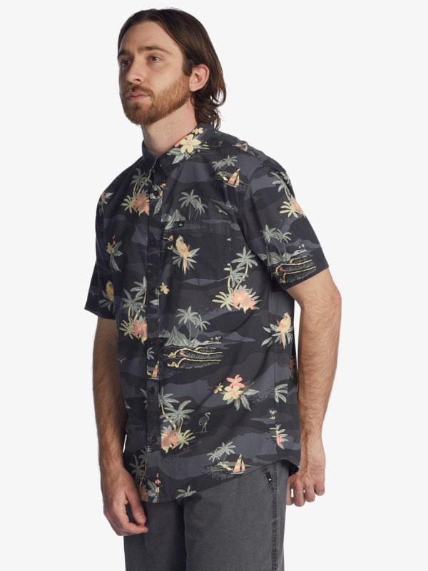 Black Birdwatcher Quiksilver Birdwatcher Short Sleeve Men's Shirts | 281340IAM