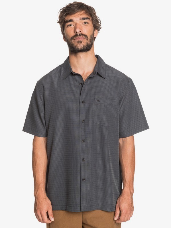 Black Centinella Quiksilver Waterman Centinela Short Sleeve Men's Shirts | 351876ZVU