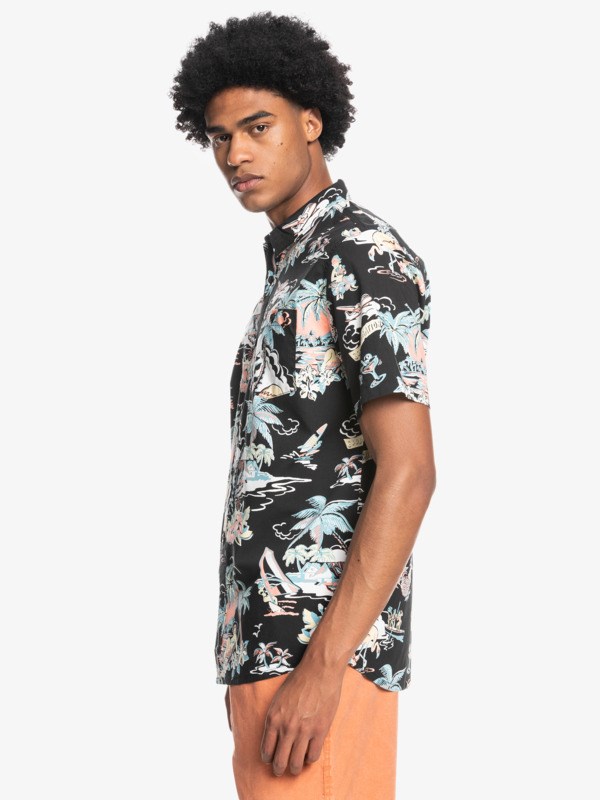 Black Hotel Paradiso Quiksilver Hotel Paradiso Short Sleeve Men's Shirts | 013254QGD