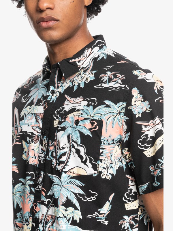 Black Hotel Paradiso Quiksilver Hotel Paradiso Short Sleeve Men's Shirts | 013254QGD