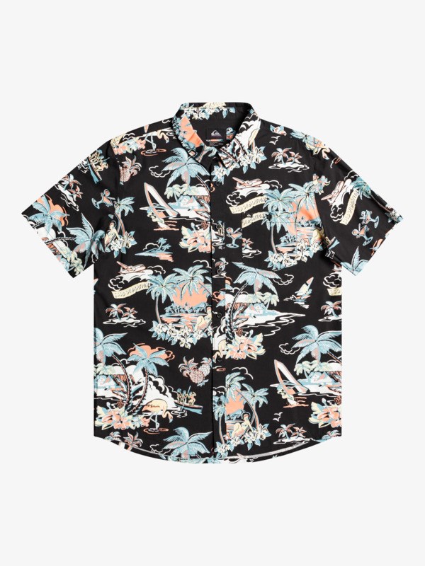 Black Hotel Paradiso Quiksilver Hotel Paradiso Short Sleeve Men\'s Shirts | 013254QGD