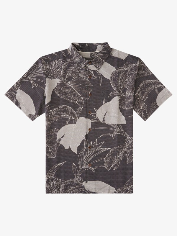 Black Jungle Island Quiksilver Waterman Jungle Islands Short Sleeve Men\'s Shirts | 024967NUL