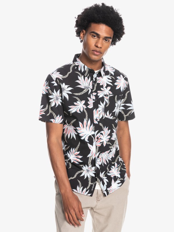 Black Mystic Sessions Quiksilver Mystic Beach Short Sleeve Men's Shirts | 357864RMV