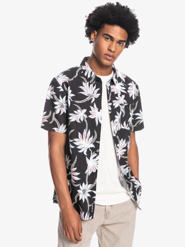 Black Mystic Sessions Quiksilver Mystic Beach Short Sleeve Men's Shirts | 357864RMV