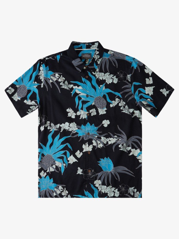 Black Plume Bands Quiksilver Waterman Plume Bands Short Sleeve Men\'s Shirts | 241639ESF