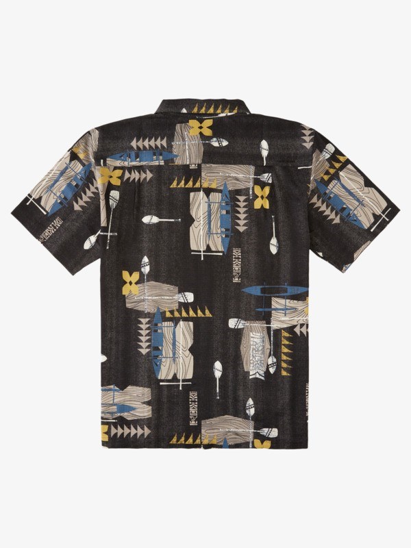 Black Post Moderns Quiksilver Waterman Post Moderns Short Sleeve Men's Shirts | 756021FJP