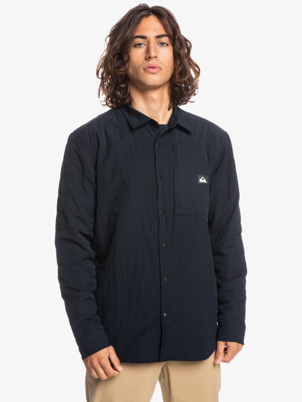 Black Quiksilver Artic Bait Long Sleeve Flannel Overshirt Men's Shirts | 150934YMX