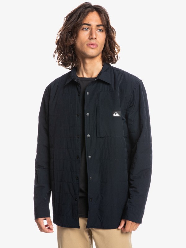 Black Quiksilver Artic Bait Long Sleeve Flannel Overshirt Men's Shirts | 150934YMX