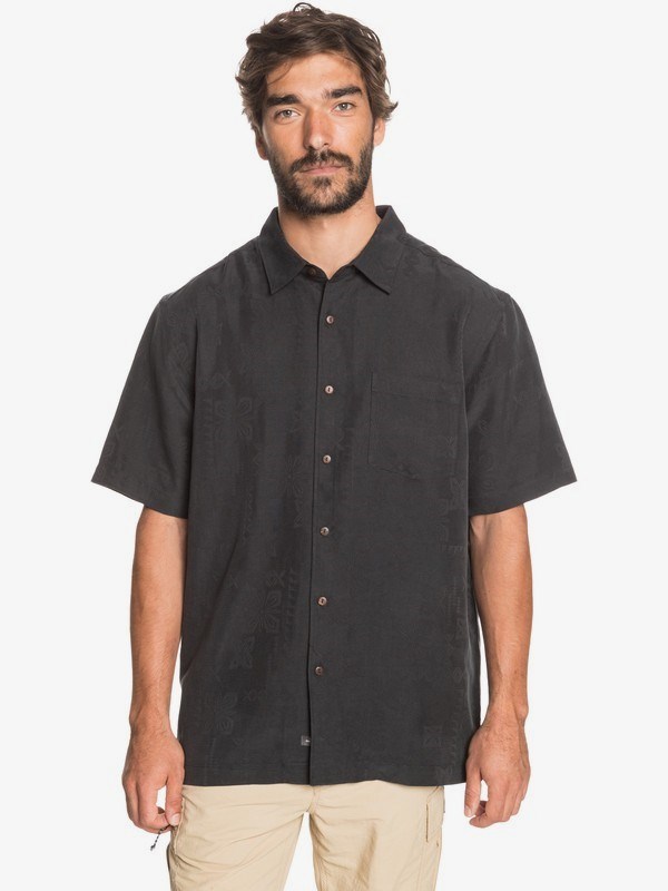 Black Quiksilver Waterman Kelpies Bay Short Sleeve Men's Shirts | 067435OKY