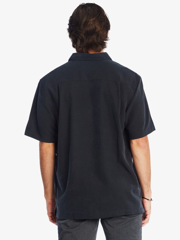 Black Quiksilver Waterman Tahiti Palms Short Sleeve Men's Shirts | 734182PJX