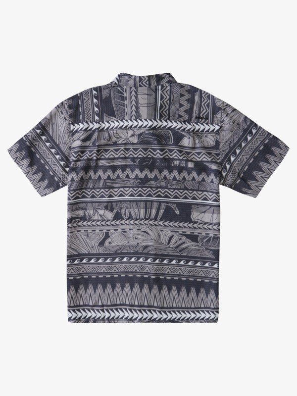 Black Tongs Slide Woven Quiksilver Waterman Tongs Slide Short Sleeve Men's Shirts | 458162BKO