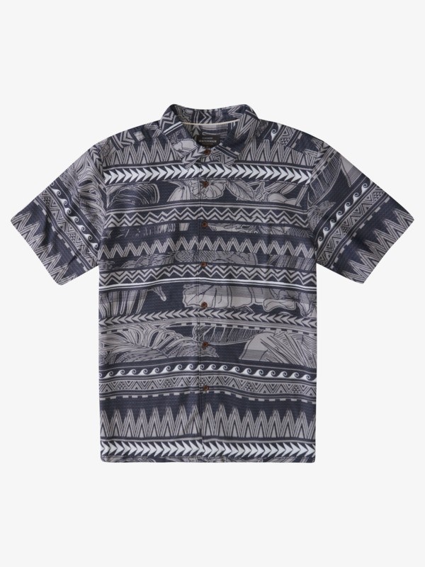 Black Tongs Slide Woven Quiksilver Waterman Tongs Slide Short Sleeve Men\'s Shirts | 458162BKO