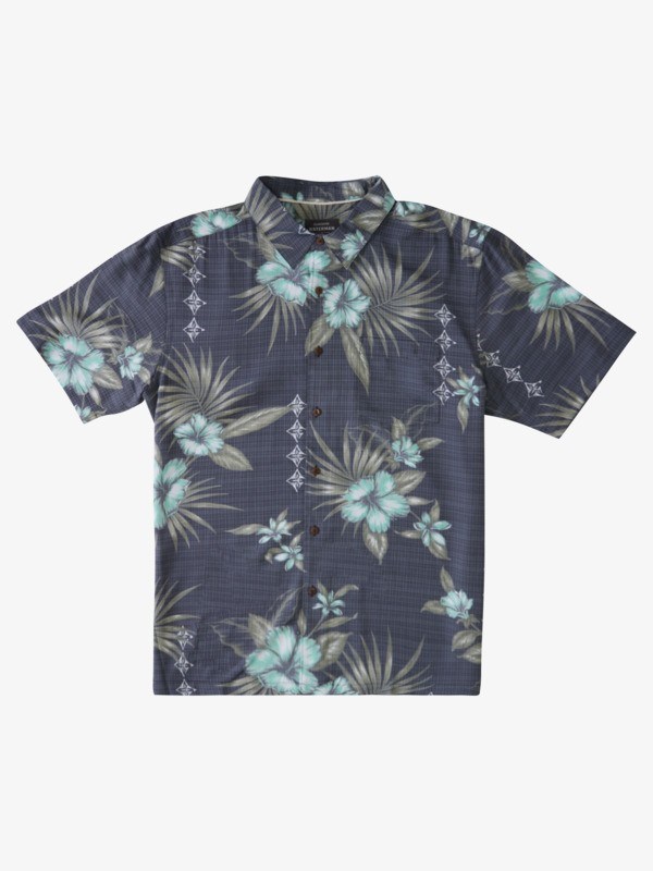 Black Valley Floral Quiksilver Waterman Valley Floral Short Sleeve Men\'s Shirts | 186243ORU