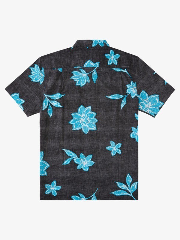 Black Visual Florist Quiksilver Waterman Visual Florist Short Sleeve Men's Shirts | 503946ASE