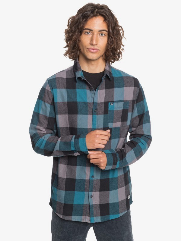 Blue Coral Motherfly Quiksilver Motherfly Flannel Long Sleeve Men's Shirts | 560432PEJ