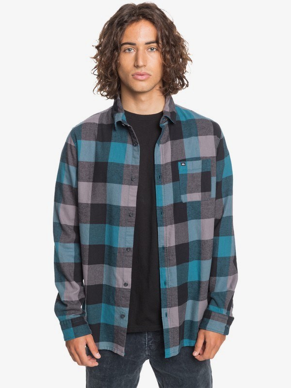 Blue Coral Motherfly Quiksilver Motherfly Flannel Long Sleeve Men's Shirts | 560432PEJ