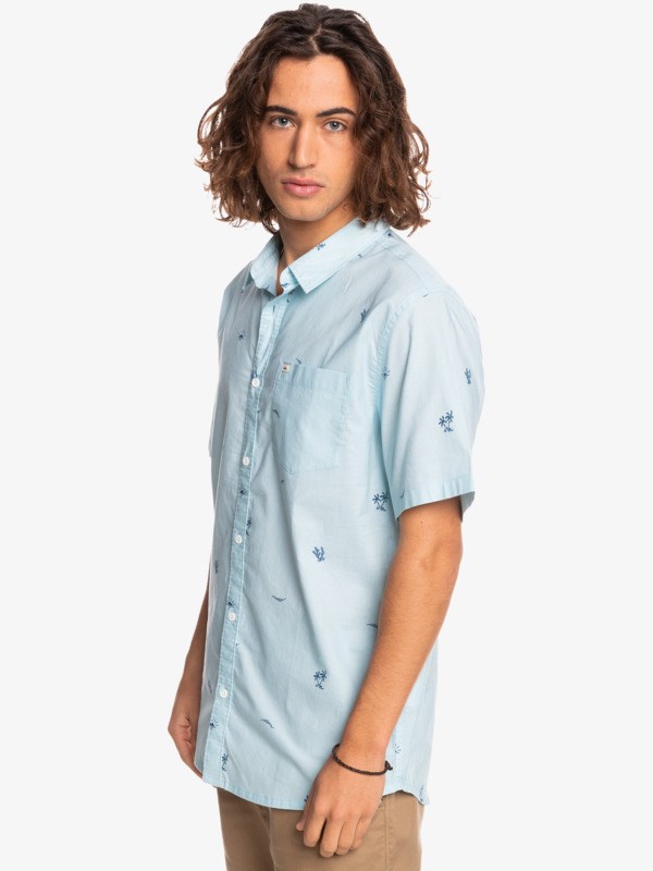 Blue Grey Spaced Out Quiksilver Spaced Out Short Sleeve Men's Shirts | 187253RCO