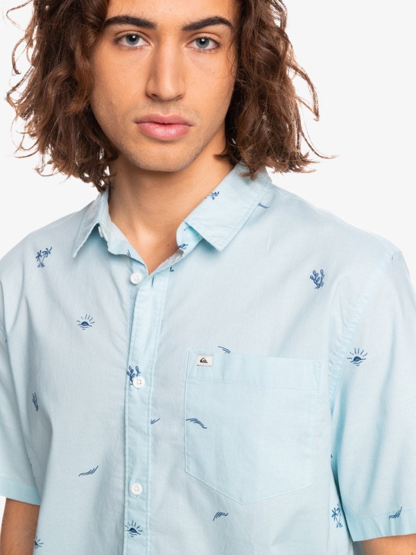 Blue Grey Spaced Out Quiksilver Spaced Out Short Sleeve Men's Shirts | 187253RCO