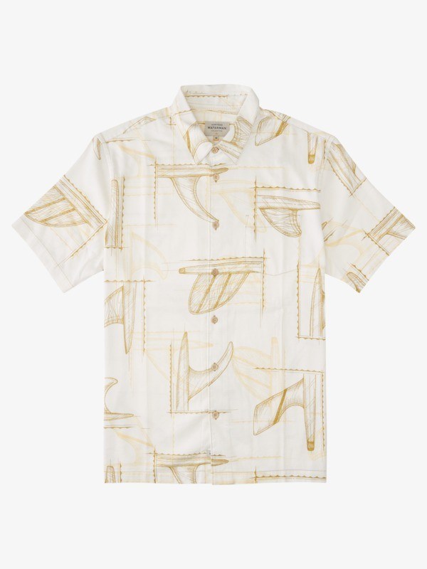 Burnished Gold Fin Party Quiksilver Waterman Fin Party Short Sleeve Men\'s Shirts | 319027SLF