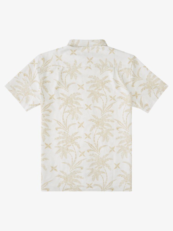 Burnished Gold Shading Palms Quiksilver Waterman Shading Palms Short Sleeve Men's Shirts | 042583ULQ