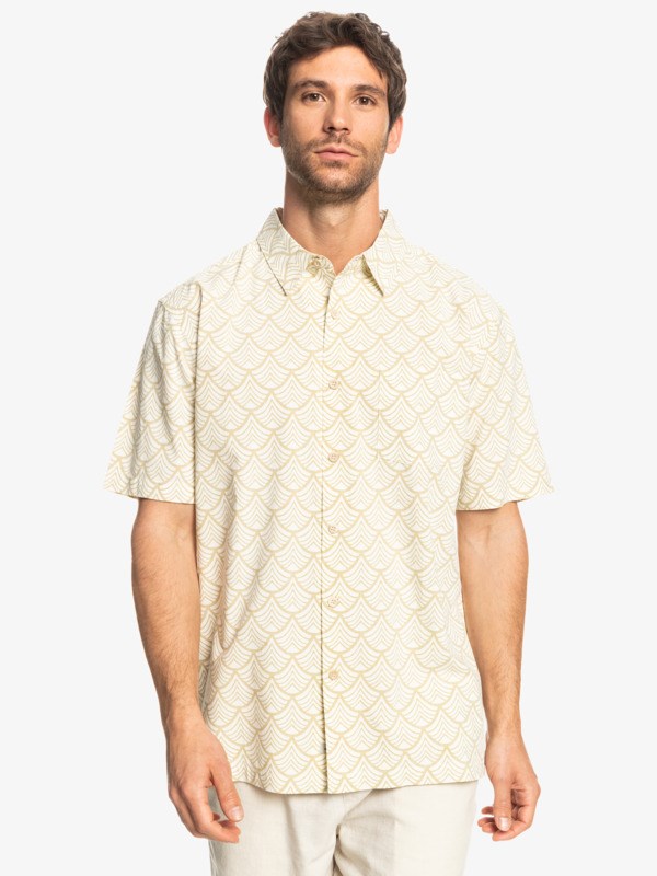 Burnished Gold Typhoon Waves Quiksilver Waterman Typhoon Waves Short Sleeve Men's Shirts | 257340ERL