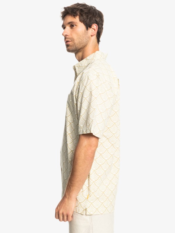 Burnished Gold Typhoon Waves Quiksilver Waterman Typhoon Waves Short Sleeve Men's Shirts | 257340ERL