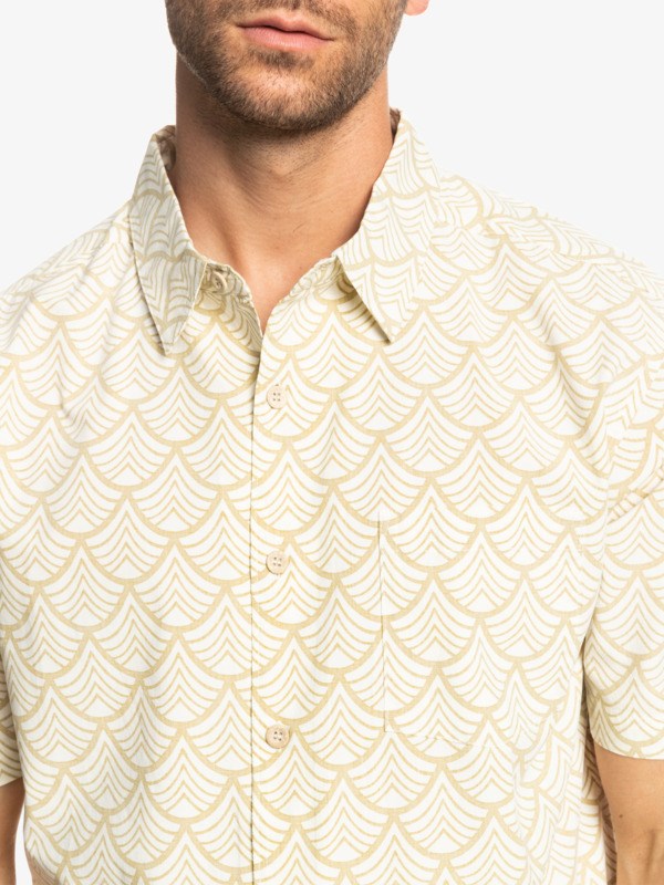 Burnished Gold Typhoon Waves Quiksilver Waterman Typhoon Waves Short Sleeve Men's Shirts | 257340ERL